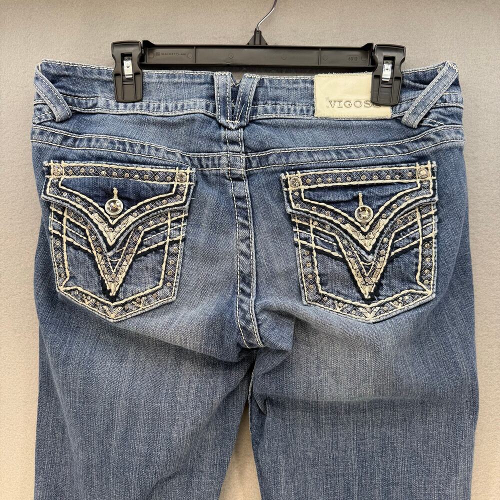 Vigoss Jeans Capri Women's 9/10X21 Blue The New York Capri Embellished Pockets - Picture 3 of 15
